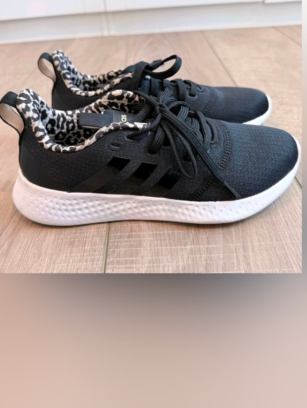 Adidas Puremotion Sneaker Women Size 10 Black Leopard Print Cloundfoam Running